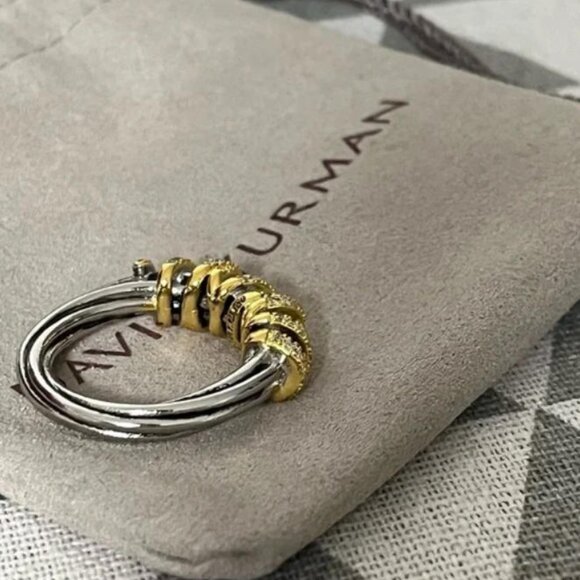 David Yurman Silver and Gold Ring sz8 - Picture 4 of 5